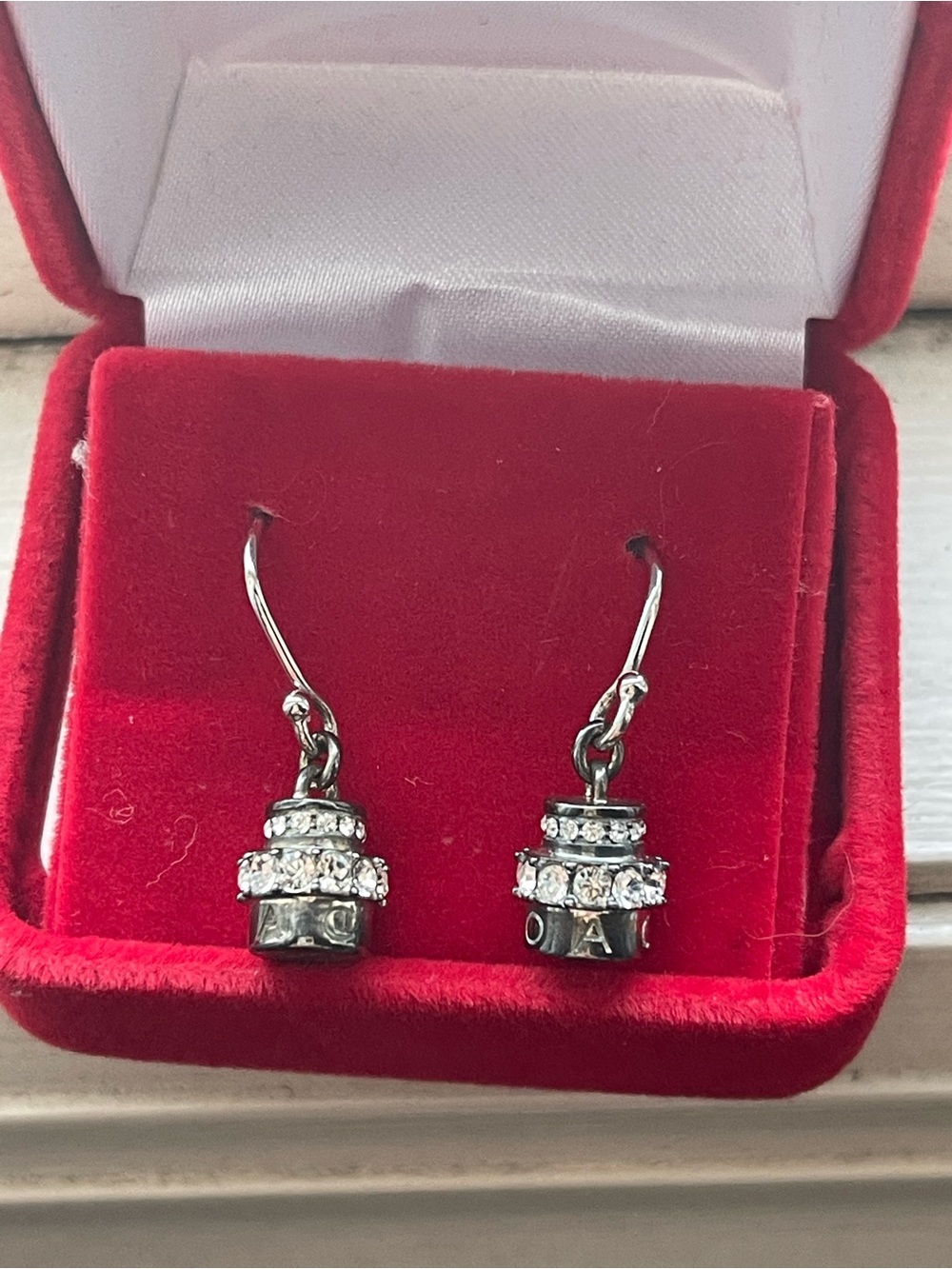 Coach Silver Crystal Drop Earrings